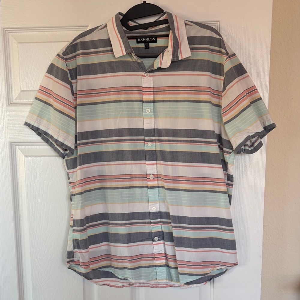 Express Men's Striped Casual Shirt - Multicolor